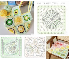 Crochet Granny Square Bag Pattern with Fruit Motifs