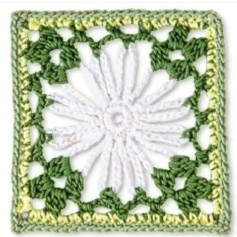Crochet Granny Square with Daisy Flower Design