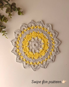 Crochet Mandala Pattern with Bright Yellow Accents