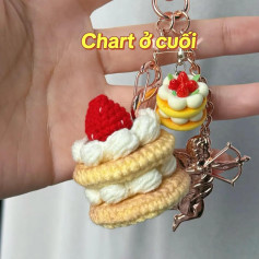 Crochet Pancake Keychain Pattern with Strawberry Topping