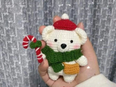 Crochet Pattern: Christmas Bear with Candy Cane