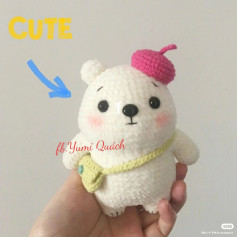 Crochet Pattern for Cute Bear with Beret and Bag