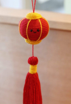 Crochet Pattern for Cute Red Lantern Ornament