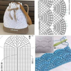 Crochet Pattern for Elegant Drawstring Bag with Shell Motif