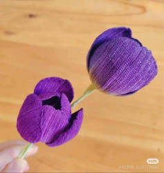 Crochet Pattern for Realistic Purple Tulip Flowers