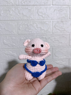 Crochet Pig in Cute Blue Bikini Pattern for Beginners