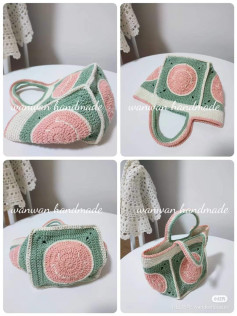 Crochet Tote Bag with Pastel Circle Motif Design