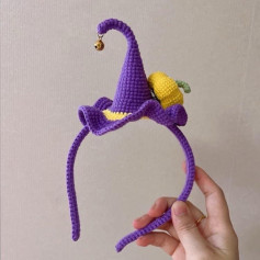 Crochet Witch Hat Headband with Cute Bell Detail