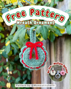 Crochet Wreath Ornament Pattern with No-Sew Options