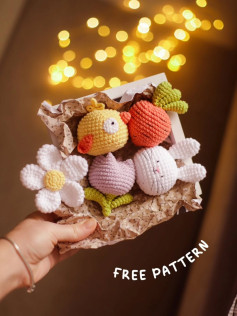 Cute Amigurumi Set with Chick, Carrot, and Flower - Free Crochet Pattern