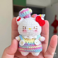 Cute Crochet Animal with Rainbow Outfit and Red Bow