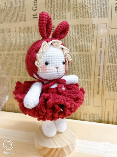 Cute Crochet Bunny Doll in Red Dress Pattern