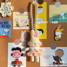 Cute Crochet Bunny Keychain with Beaded Strap Pattern