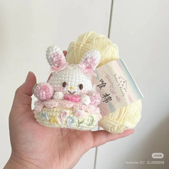 Cute Crochet Bunny with Pastel Yarn and Floral Details