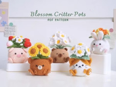 Cute Crochet Cat with Daisies on Top Amigurumi Pattern