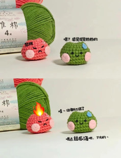 Cute Crochet Characters in a Comical Conversation