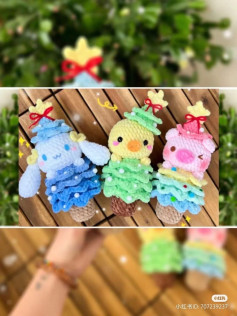 Cute Crochet Christmas Tree Characters with Star Tops