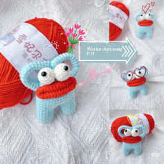 Cute Crochet Creature Pattern with Red Yarn