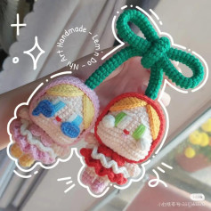 Cute Crochet Doll Keychains with Colorful Hair and Dresses