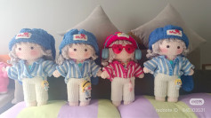 Cute Crochet Dolls with Striped Outfits and Accessories