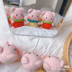 Cute Crochet Pig Amigurumi Pattern with Fruit Outfits