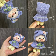Cute Crochet Pig in Purple Outfit Amigurumi Pattern