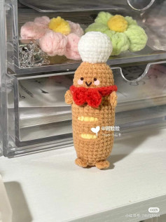 Cute Crocheted Chef with Red Bow and White Hat Pattern