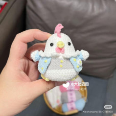 Cute Crocheted Chicken with Blue Jacket Pattern