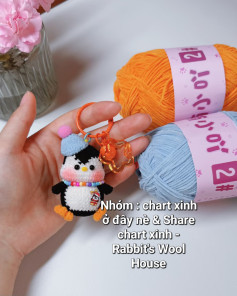 Cute Penguin Keychain Crochet Pattern with Colorful Yarn Balls
