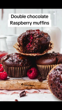 Decadent Double Chocolate Raspberry Muffins