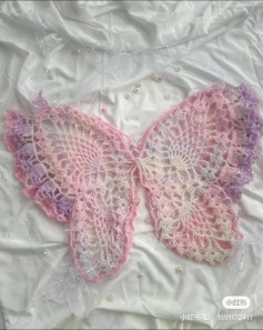 Delicate Crochet Butterfly Wings in Pastel Shades