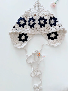 Elegant Crochet Hood with Floral Granny Squares Design