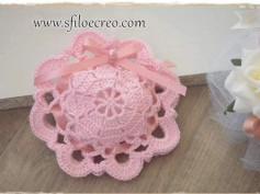 Elegant Crochet Lace Doily with Decorative Ribbon