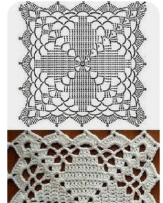 Elegant Square Crochet Pattern with Lace Motif Design