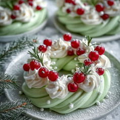 Festive Green Meringue Wreath with Berries