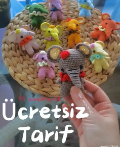 Fil Amigurumi Ücretsiz Tarif ile Renkli Fil Ailesi