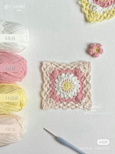 Floral Granny Square Crochet Pattern with Soft Pastel Colors