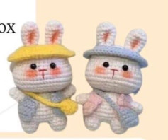 Gấu thỏ móc len dễ thương với phụ kiện nón và túi xách