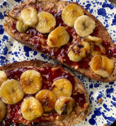 Golden Caramelized Banana Delight on Sourdough