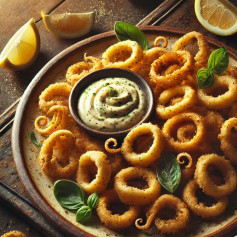 Golden Crispy Calamari with Zesty Lemon Basil Aioli