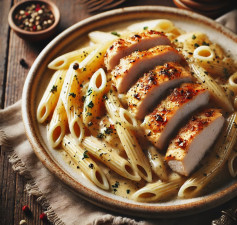 Golden Garlic Chicken Pasta Delight