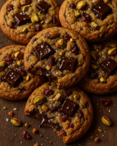 Golden Raspberry-Pistachio Chocolate Bliss Cookies
