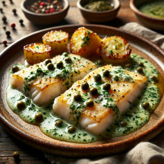 Golden Seared Fish with Herb Caper Cream
