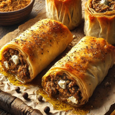 Golden Spiced Lamb and Feta Phyllo Rolls