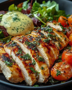 Herb-Infused Grilled Chicken with Fresh Garden Salad