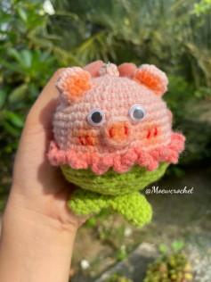 Hướng dẫn móc len con heo nhỏ dễ thương làm móc khóa