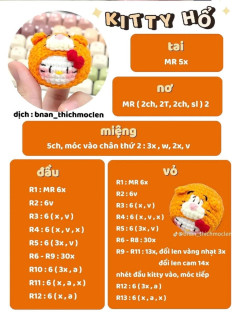 Hướng dẫn móc len hình Kitty Hổ dễ thương từng bước chi tiết
