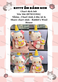 Hướng dẫn móc len Kitty ôm bánh kem dễ thương và chi tiết
