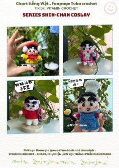 Hướng dẫn móc len Shin-chan cosplay cực dễ thương cho người mới bắt đầu