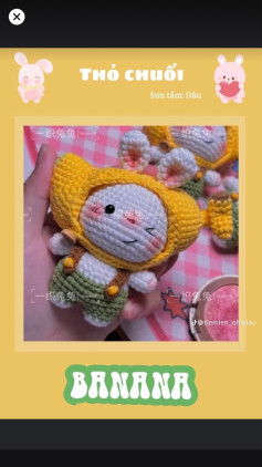 Hướng dẫn móc len thỏ chuối đáng yêu và dễ thương
